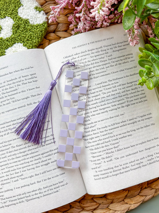 Purple Checkered Acrylic Bookmark