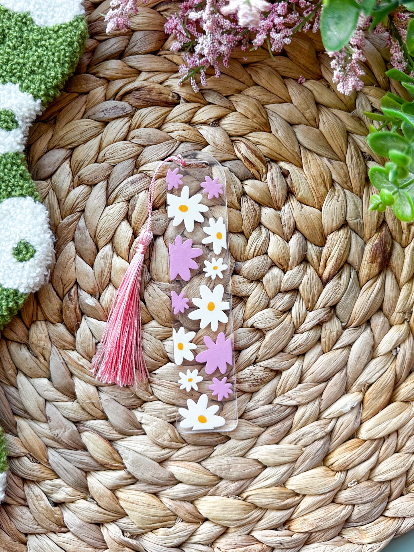 Pink Daisies Acrylic Bookmark