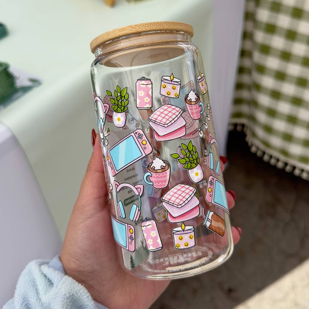 Cozy Gamer Glass Cup