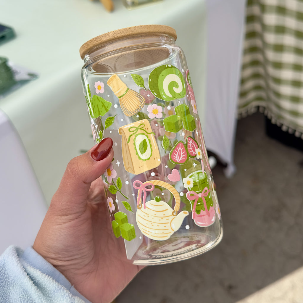 Matcha Girl Glass Cup