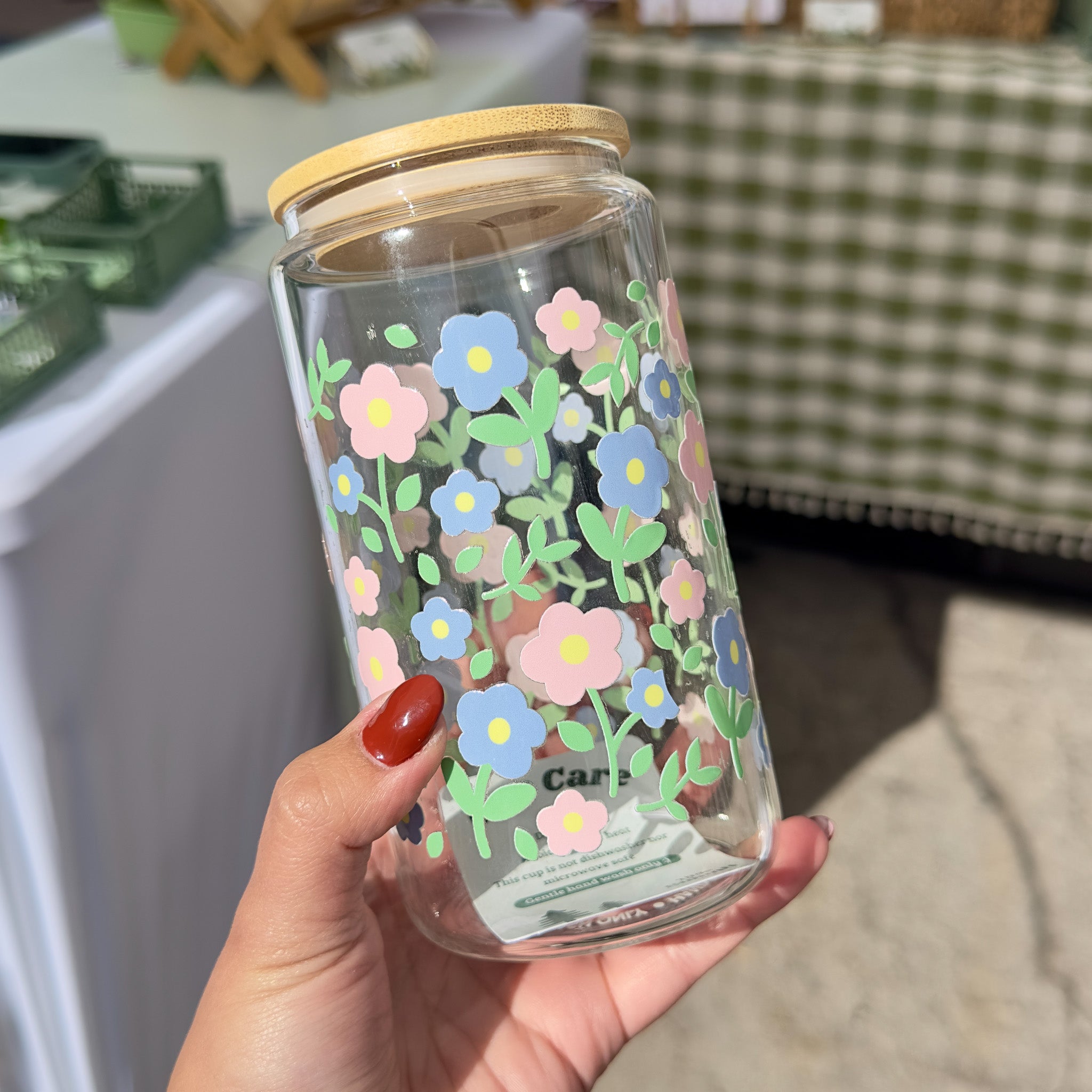 Flowers Pattern Glass Cup