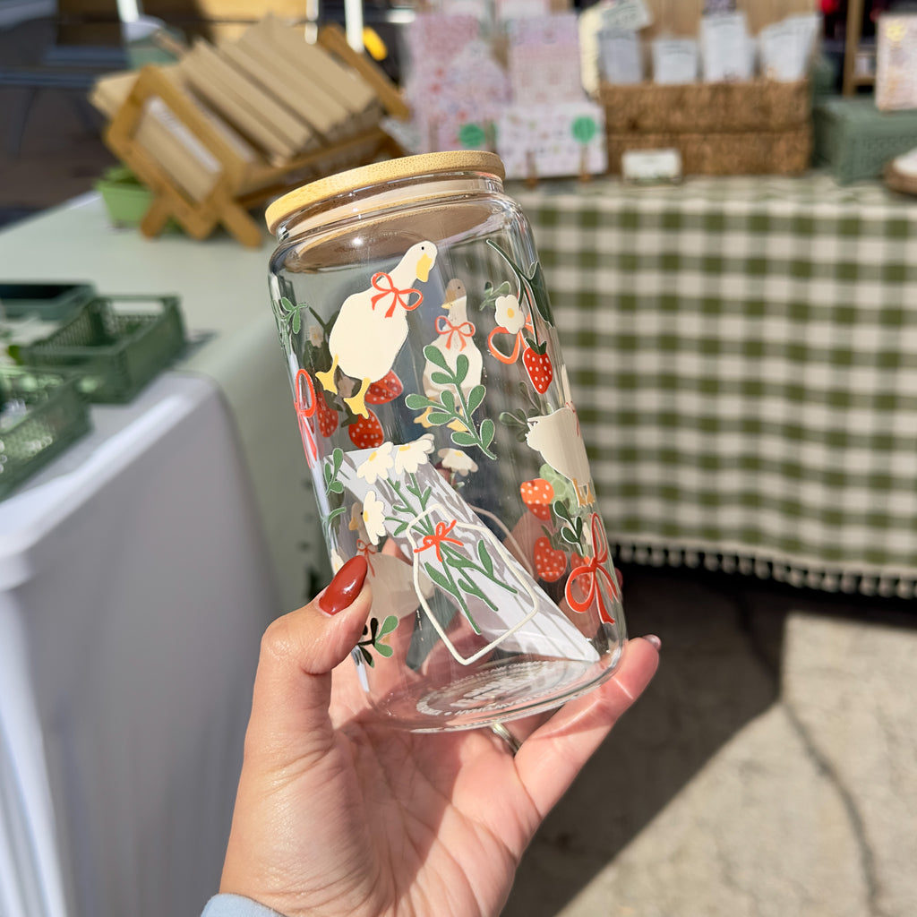 Spring Goose Vibes Glass Cup