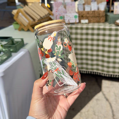 Spring Goose Vibes Glass Cup