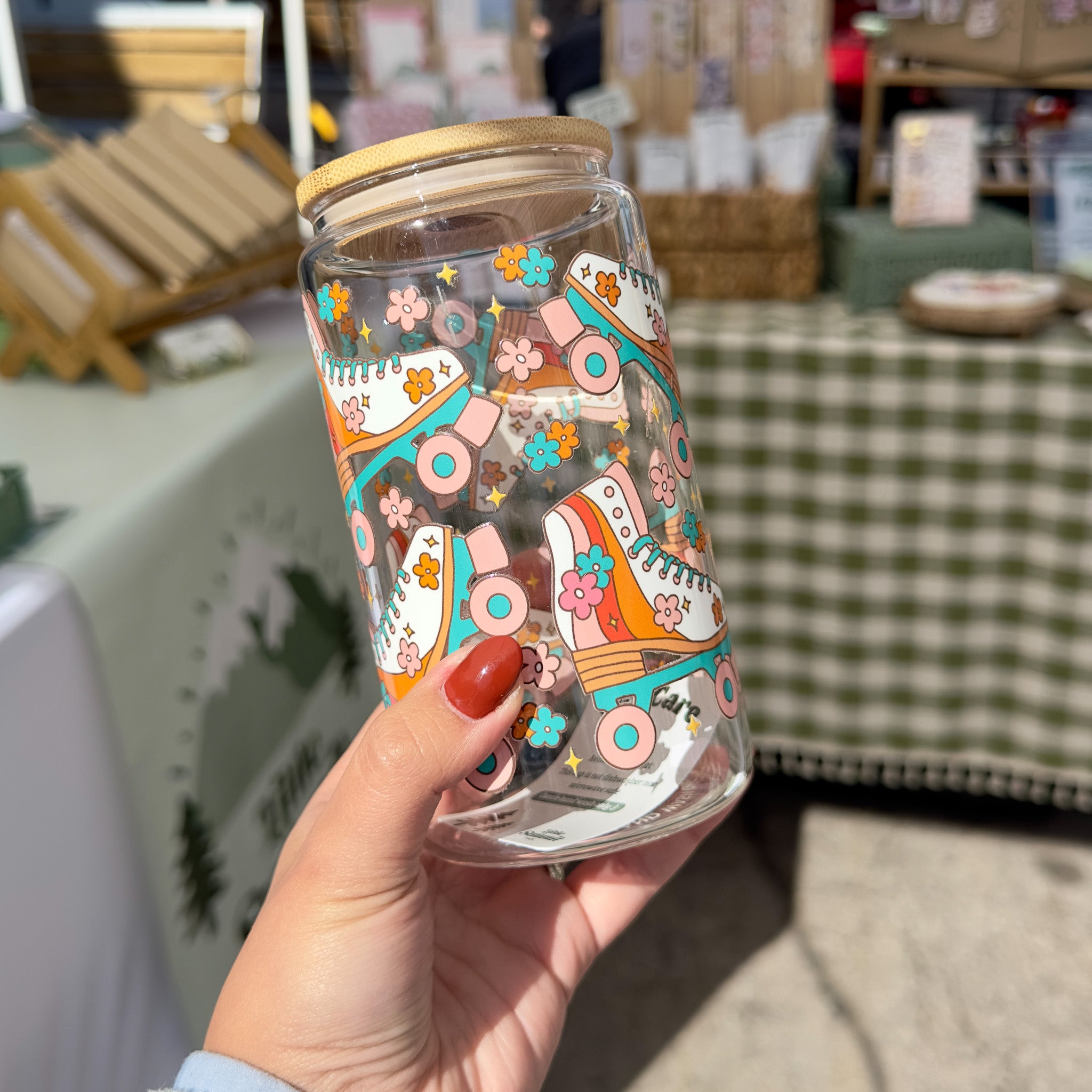 Girly Roller Skates Glass Cup