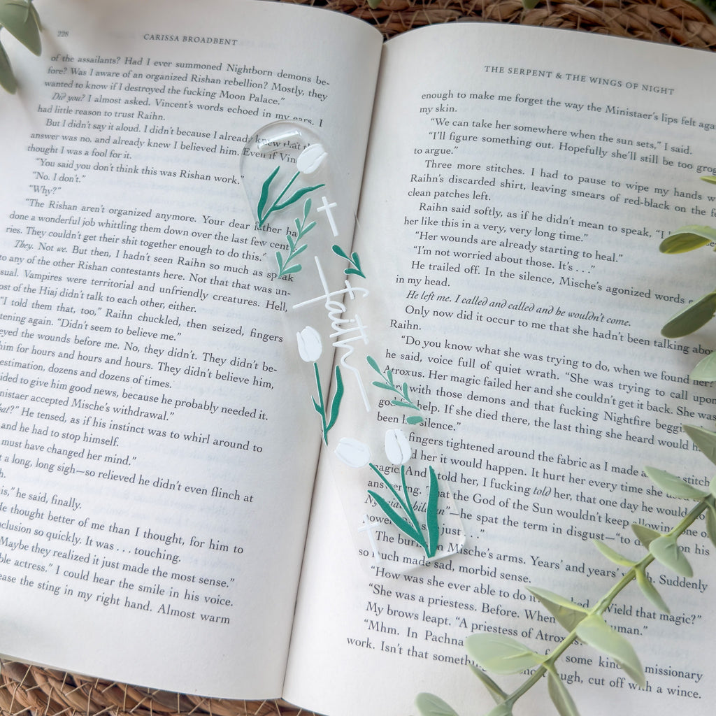 Faith Tulips Acrylic Bookmark