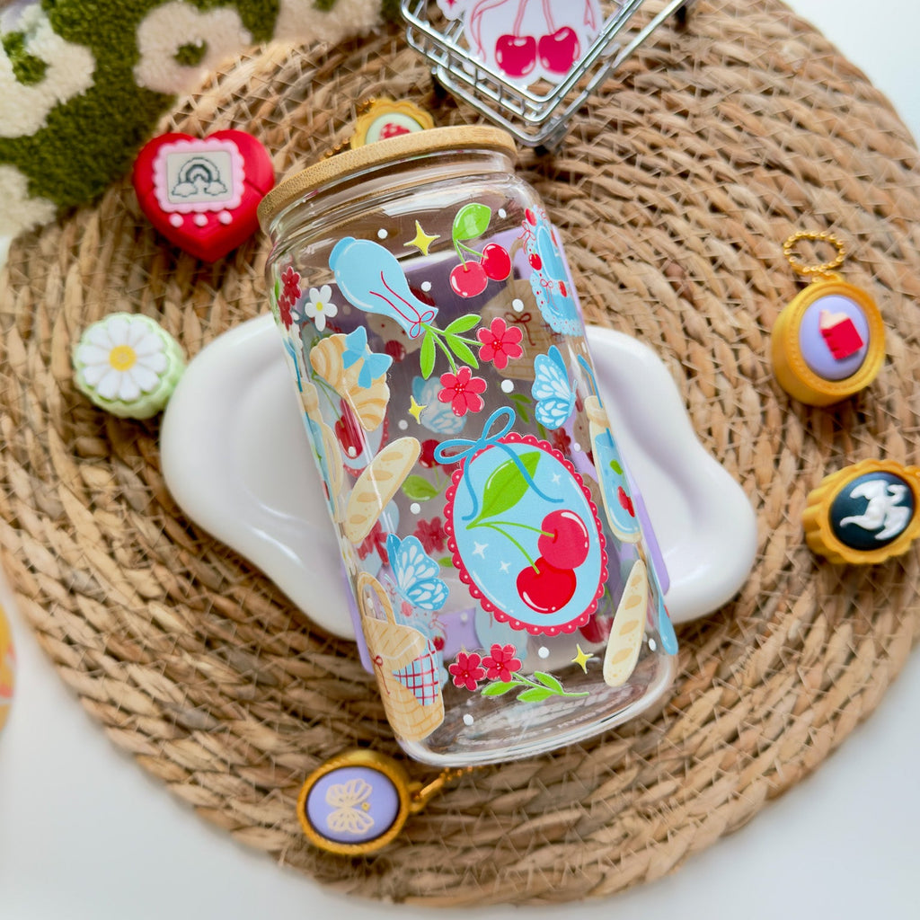 Cherry Picnic Glass Cup
