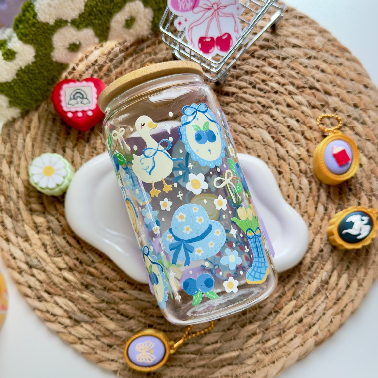 Blueberry Cottage Glass Cup