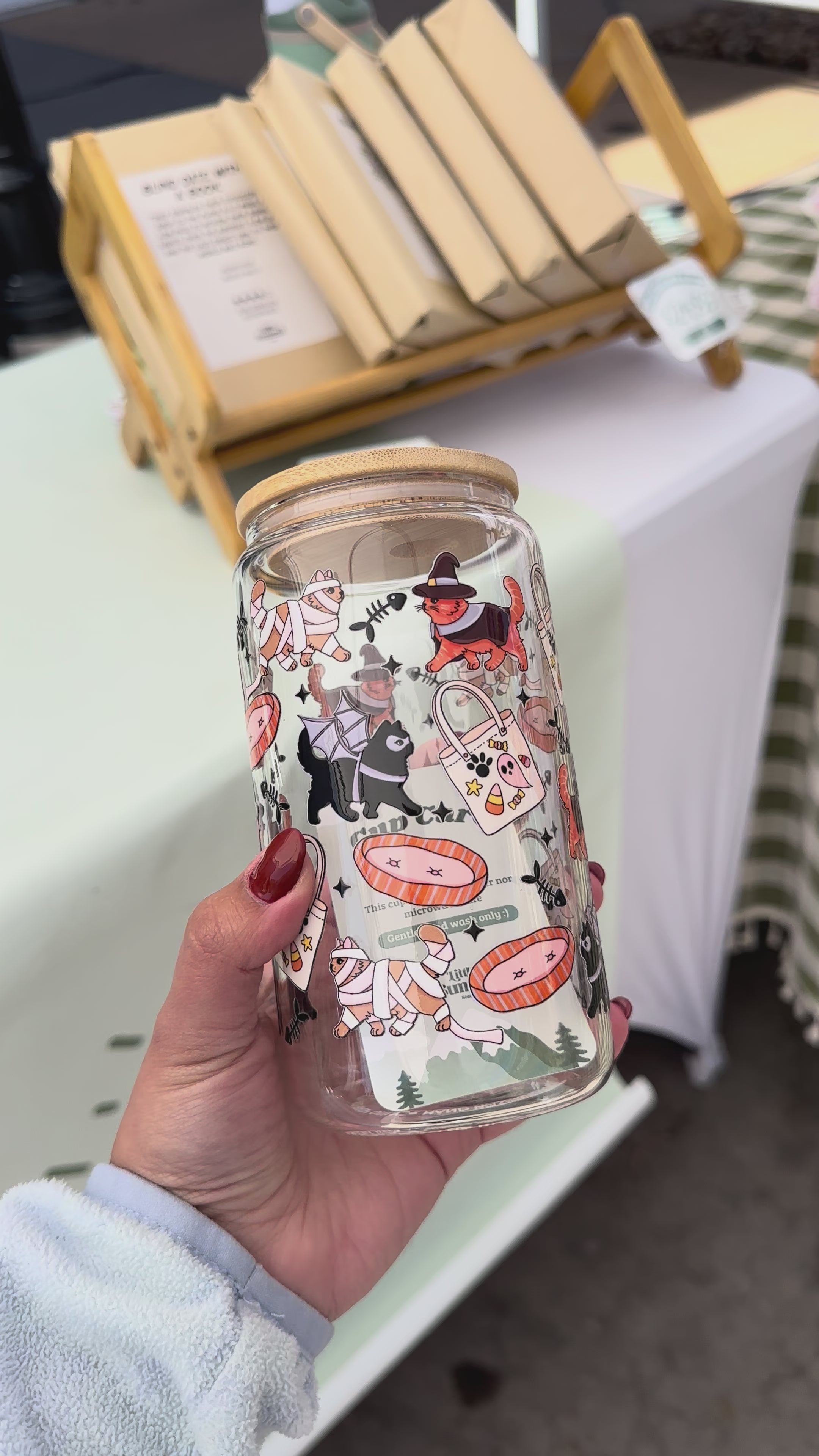 Halloween Kitties Glass Cup