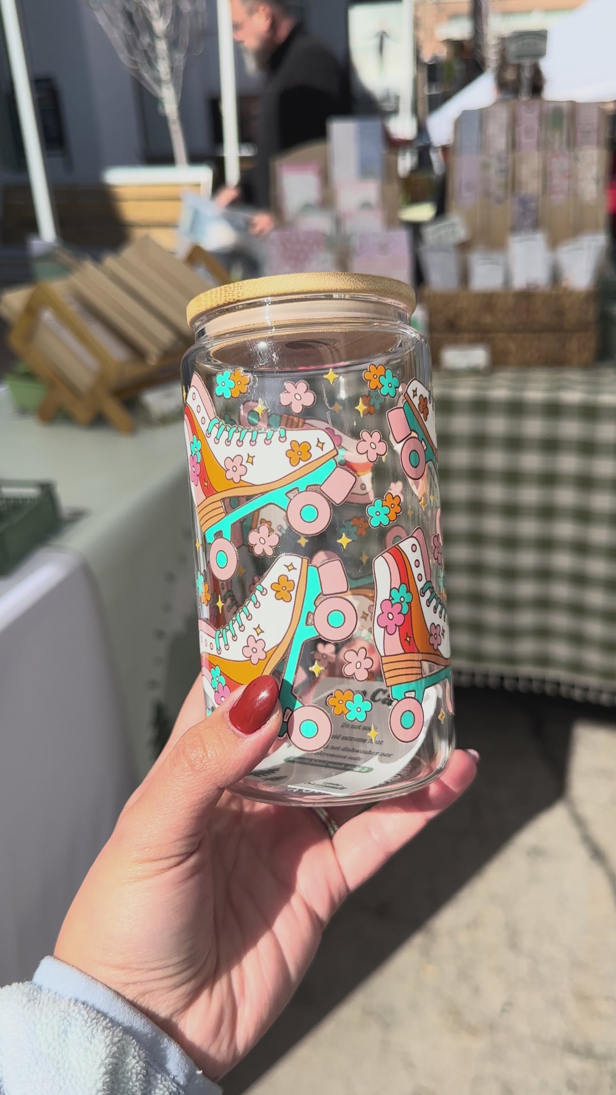 Girly Roller Skates Glass Cup