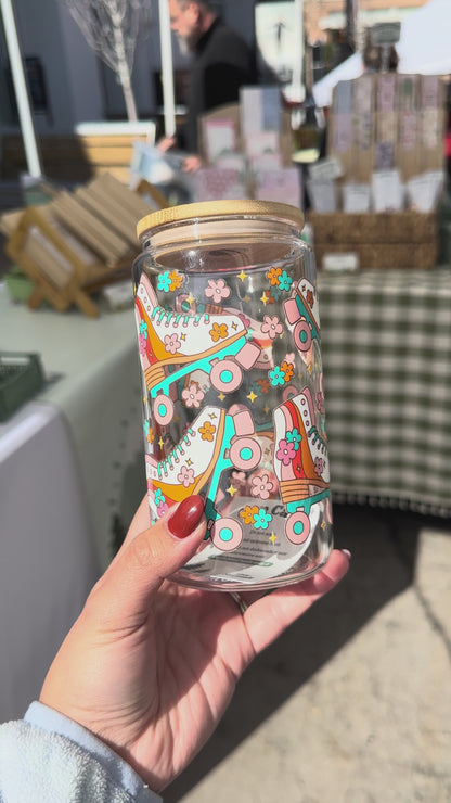 Girly Roller Skates Glass Cup