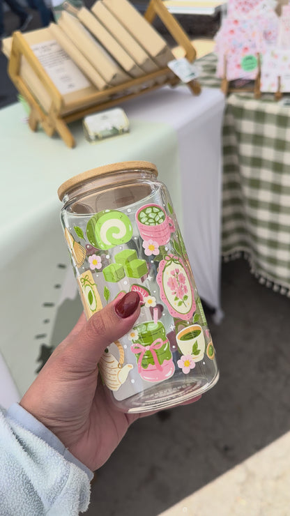 Matcha Girl Glass Cup